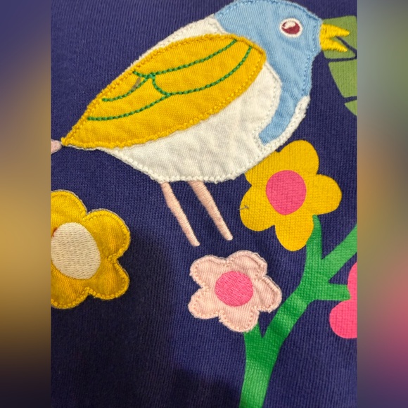 Mini Boden Girls Blue Embroidered Bird Floral Sweatshirt Size 6-7Y Cotton Spring - Picture 6 of 10